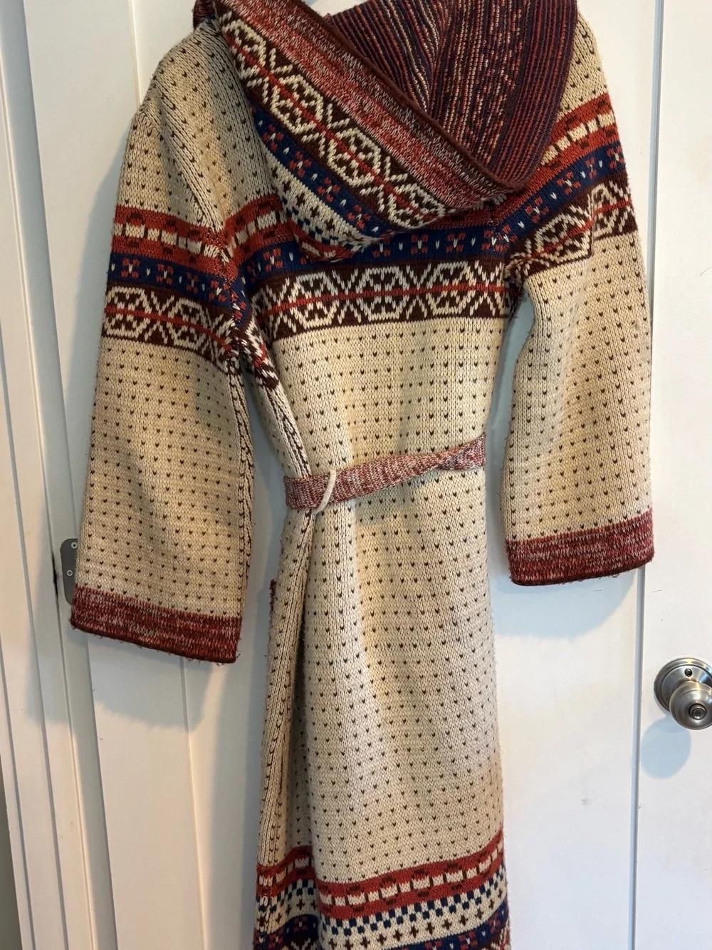 Sabra Wintuk Vintage 70s Hooded Wrap Cardigan Sweater Coat one Size Rare